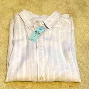 NWT Loft Striped Linen Blend long Sleeve Blouse